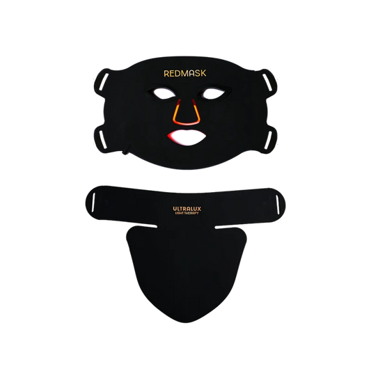 black red light mask with neck