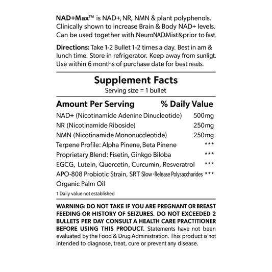 NAD+ Bullet - NAD+ (500mg), NMN (250mg) & NR (250mg)