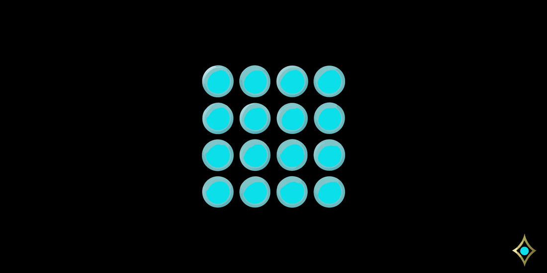 A grid of blue pills, the best supplements for intermittent fasting.