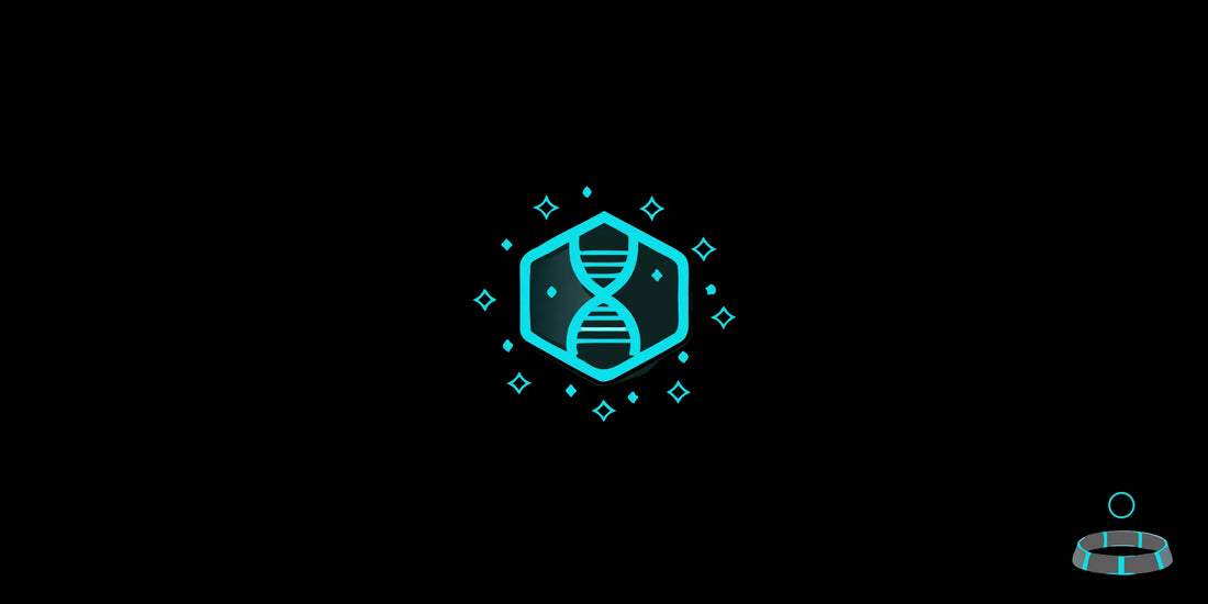 Glowing DNA helix symbolizing advanced biohacking protocols and genetic science.