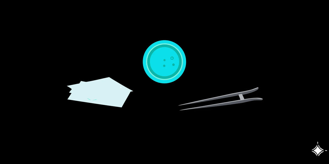 A nootropic pouch and tweezers, questioning if nootropic pouches are safe.