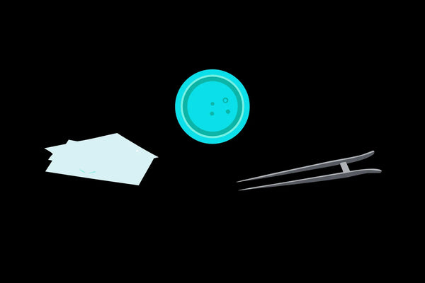 A nootropic pouch and tweezers, questioning if nootropic pouches are safe.