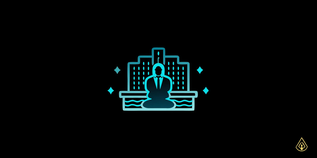 A high-performing corporate leader meditating in a modern boardroom representing nervous system regulation and conscious leadership