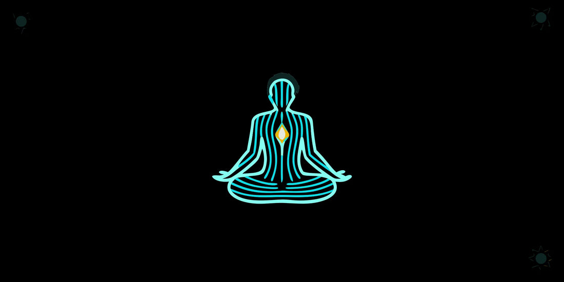 Glowing nervous system energy pathways visualization with breath awareness
