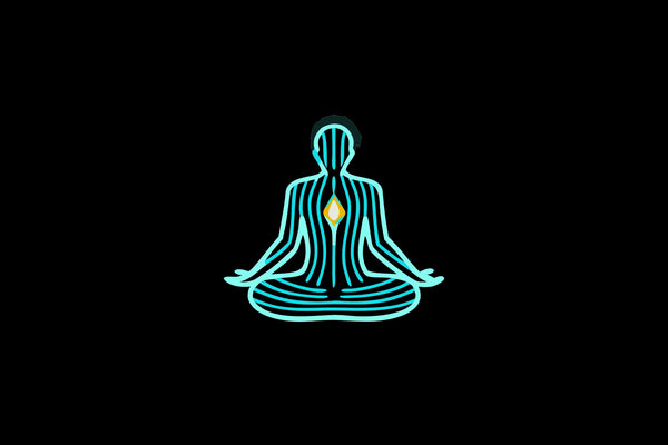 Glowing nervous system energy pathways visualization with breath awareness