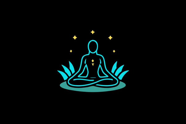Person in a serene posture with glowing light patterns around the heart area, representing HRV biofeedback for nervous system regulation