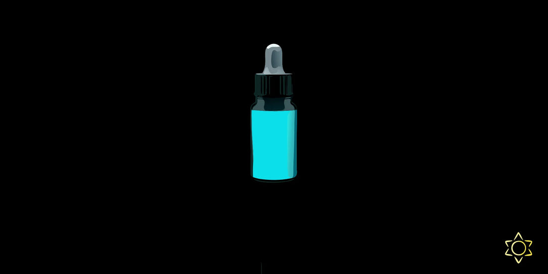 A dropper bottle of methylene blue as a supplement.