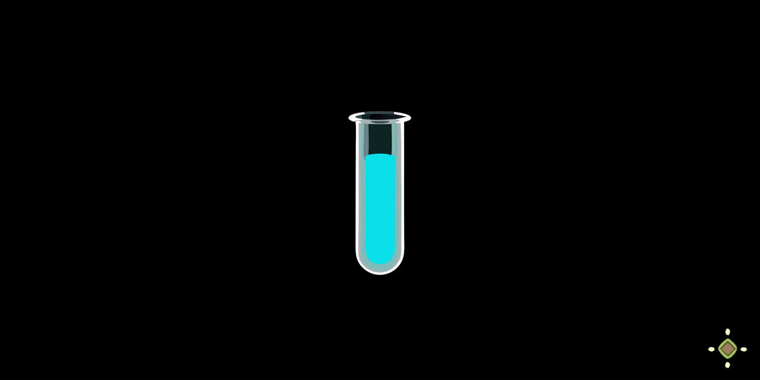 A test tube of vibrant methylene blue, a chemical compound explored for its health benefits.