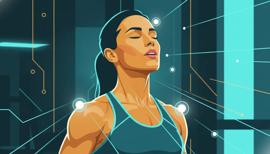 Focused athlete breathing deeply to regulate the nervous system during training