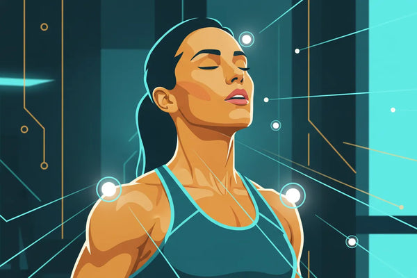 Focused athlete breathing deeply to regulate the nervous system during training