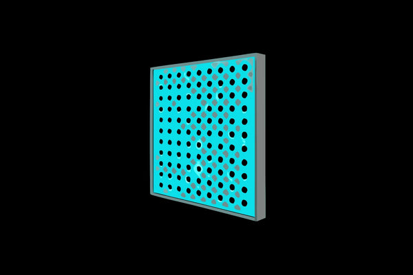 Red light therapy panel emitting specific nanometers of light for skin and deep tissue benefits.