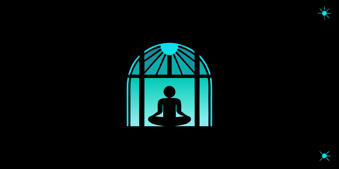 A serene individual practicing somatic release breathwork in a bright space