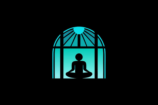 A serene individual practicing somatic release breathwork in a bright space