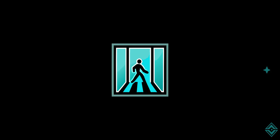 A person walking through a blue-lit doorway, one of the best exercises to increase mitochondria.