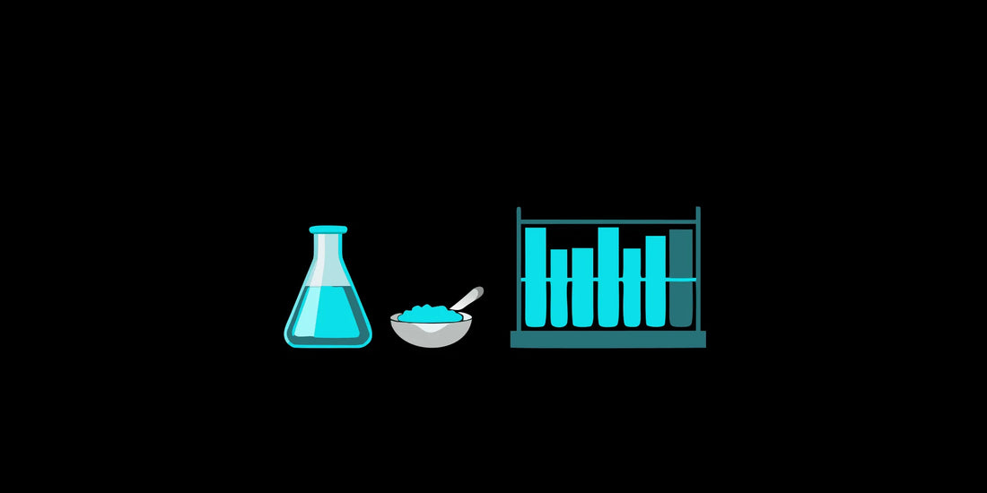 Comparing glutathione dosage options for skin whitening with powder and beakers.