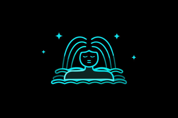 Serene person resting with closed eyes in a dim room with soft waves of colored light and sound therapy arcs