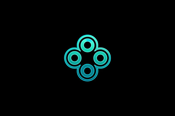 Four interconnected circles, a glowing blue symbol for the practice of conscious evolution.