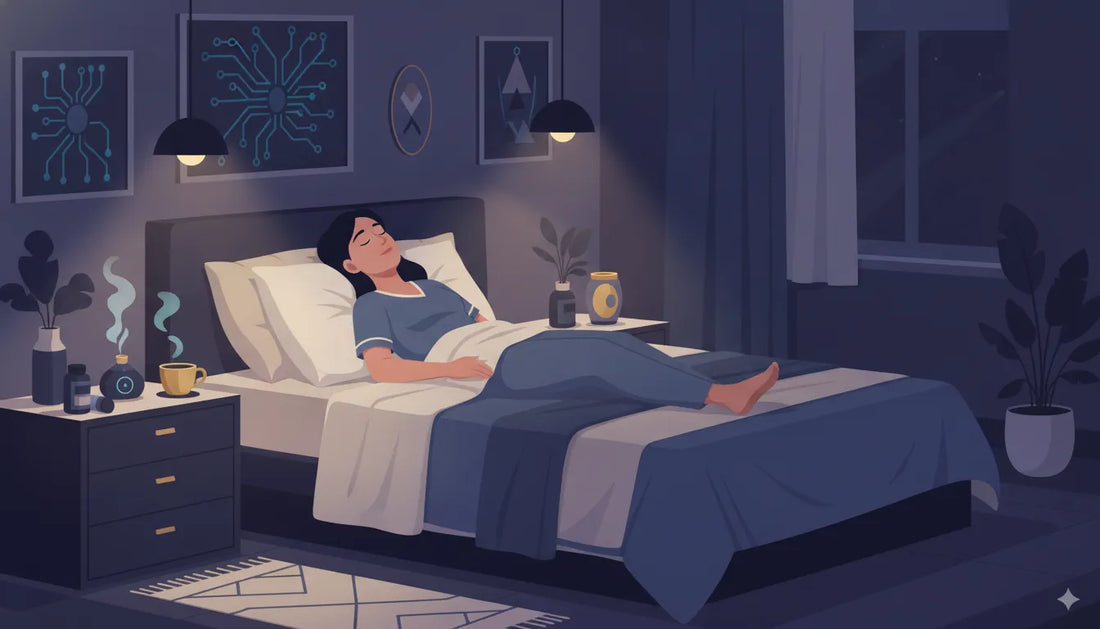 Calm, dim bedroom for a high-performer sleep optimization protocol wind-down routine
