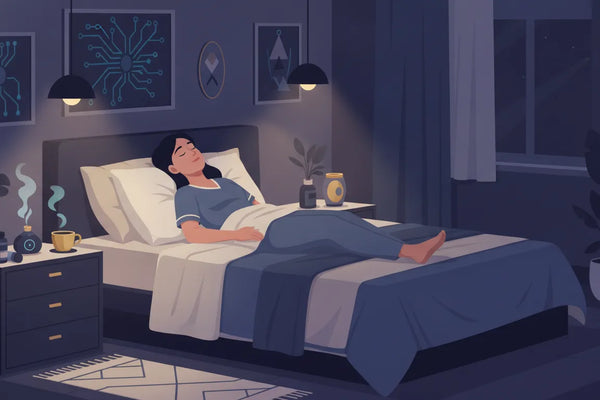 Calm, dim bedroom for a high-performer sleep optimization protocol wind-down routine