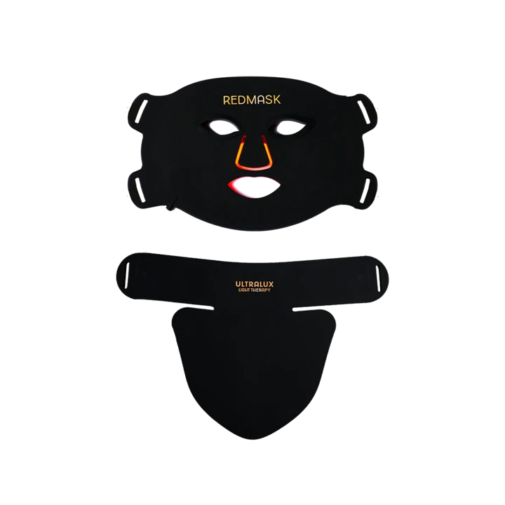 black red light mask with neck