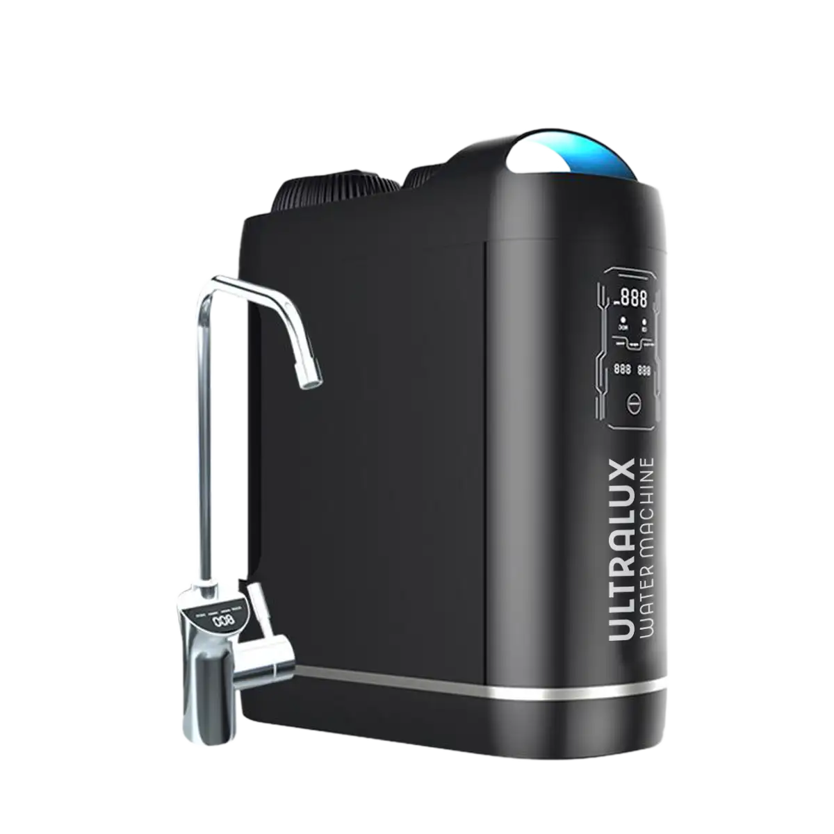 Black water machine with silver faucet