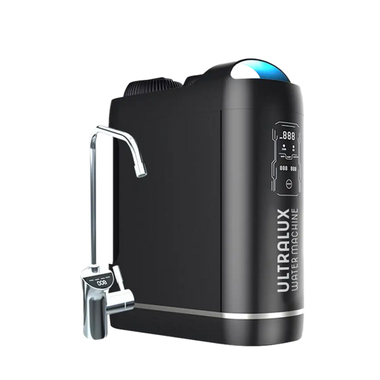 Black water machine with silver faucet
