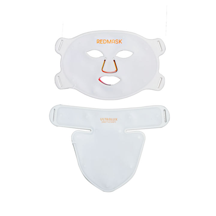 white red light mask with neck